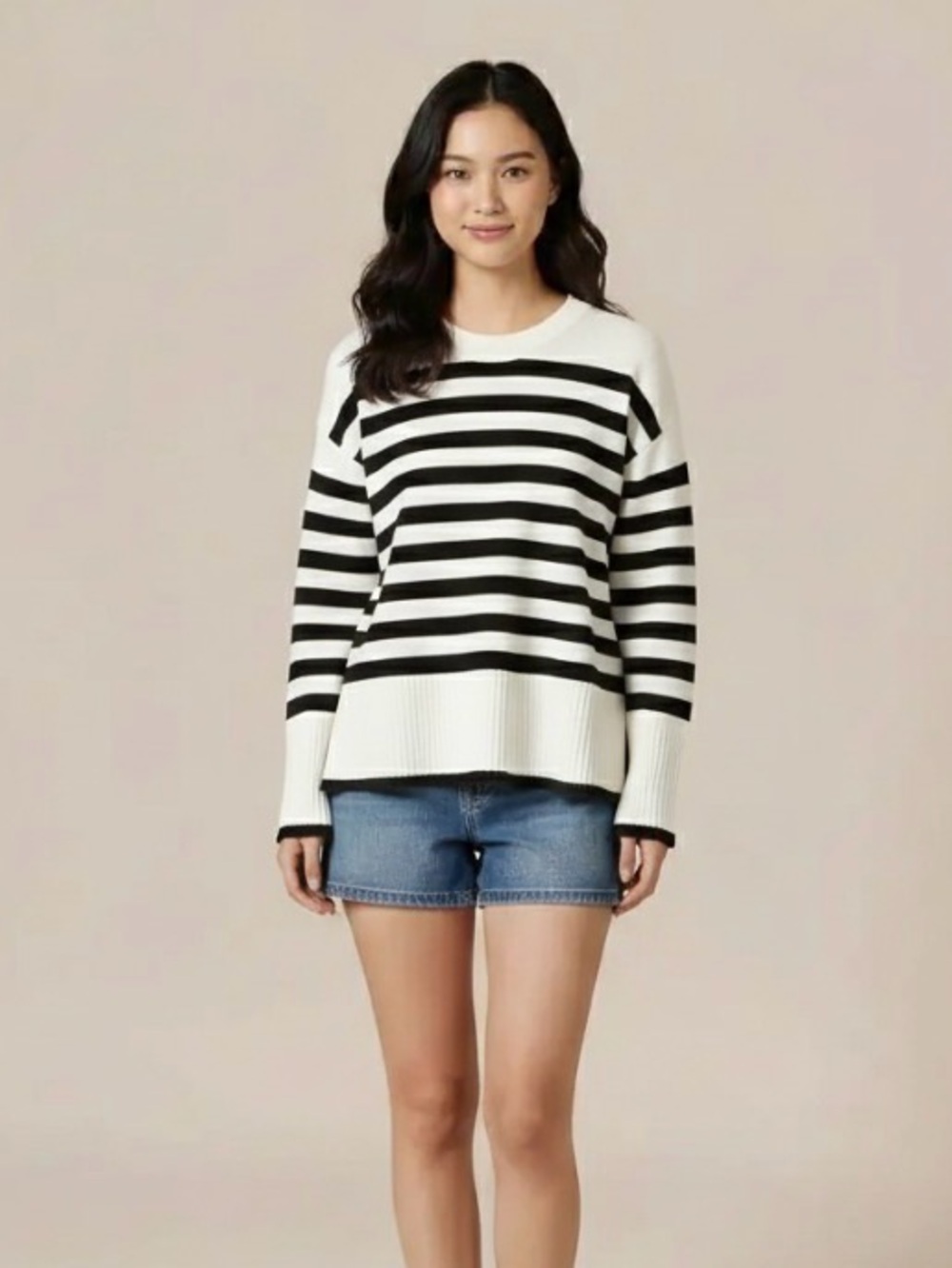 MAGASCHONI Striped Crewneck Sweater - Black & White